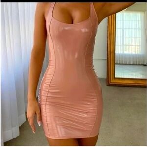Oh Polly Barbie Latex Mini Dress Tan size 6